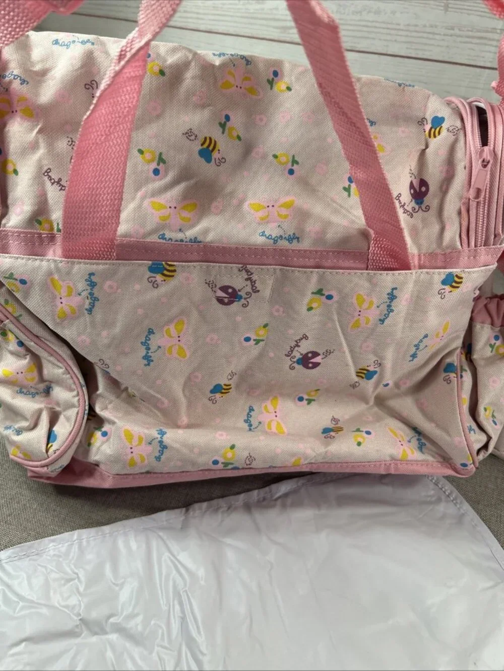 4 Pc Baby Nappy Diaper Bag Set Mother nursing lot my Precious Girl Pink Ladybug